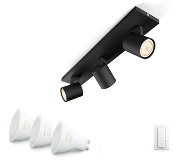 Philips Hue Runner 3-spot (White Ambiance, incl DIM switch) Zwart