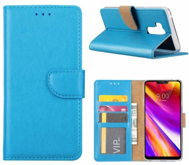 Merkloos Luxe Lederen Bookcase hoesje voor de LG G7 ThinQ - Blauw (LG G7 ThinQ) Blauw