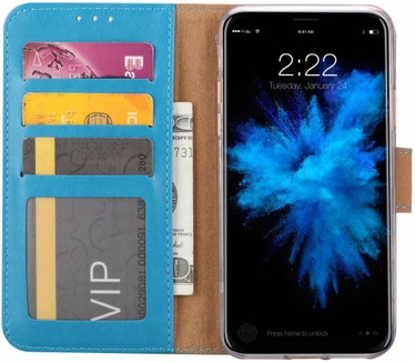 Luxe Lederen Bookcase hoesje voor de Apple iPhone XS - Blauw (Apple iPhone XS) Blauw