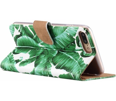 Planten print lederen Bookcase hoesje voor de Apple iPhone 8 Plus - Wit (Apple iPhone 8 Plus) Wit