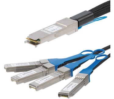 Startech.com QSFP+ DAC Breakout Twinax kabel MSA conform 1 m Zwart