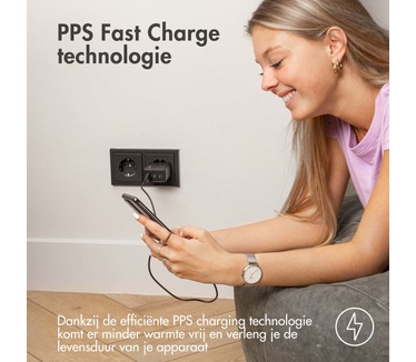 Accezz Power Pro GaN Ultra Fast Wall Charger - Oplader 2x USB-C & USB aansluiting - Snellader - Power Delivery - 65W - Zwart