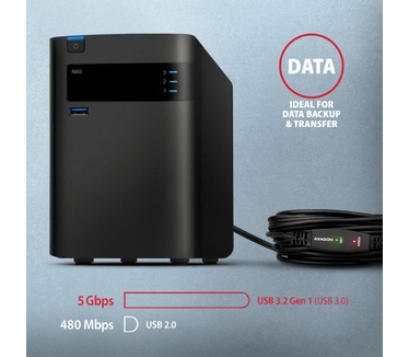 Axagon ADR-305 USB 3.2 Gen 1 A-M -> A-F active extension/repeater cable 5m - Kabel - Digital/Daten