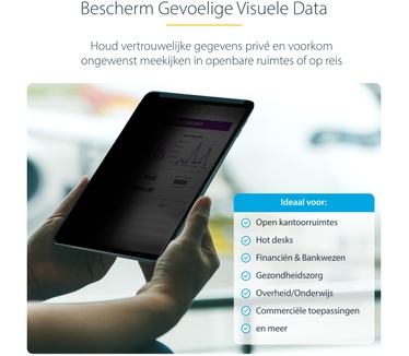 Startech.com 4-Way 11-inch iPad Pro Privacy Filter, Portrait/Landscape Orientatie, Touch-Enabled, Anti-Glans Security Filter, +/- 30 Graden Kijkhoek, 51% Blauw Licht Vermindering