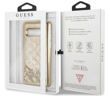 Guess 4G Peony Liquid Glitter HardCase Samsung Galaxy S10 - Goud  Goud