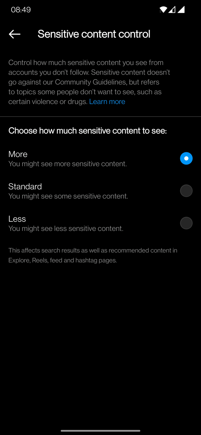 Instagram contentfilters
