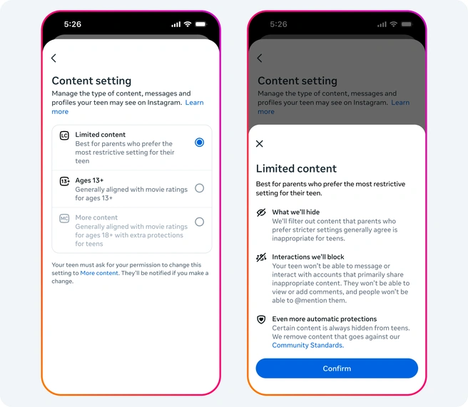 Instagram beperkte content