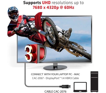 Club 3D DisplayPort 1.4 Kabel 1 meter HBR3 8K60Hz