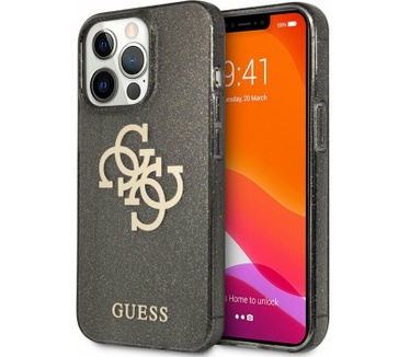 Guess 4G Logo Glitter TPU - Apple iPhone 13 Pro (6.1") - Zwart Zwart