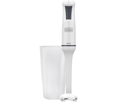 Black & Decker Black+Decker - Staafmixer BXHB500E 600W | Compact en ergonomisch design | afneembare voet van kunststof | spatwaterdicht | maatbeker inbegrepen | kunststof | wit