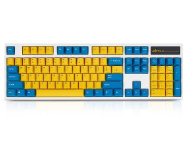 Leopold FC900RN bl/wh PBT MX Silent US Yellow/blue Keycap White case