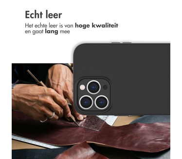 Accezz Leather Backcover met MagSafe iPhone 12 (Pro) - Zwart