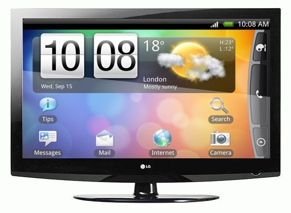 Mockup: Lcd-tv met HTC Sense