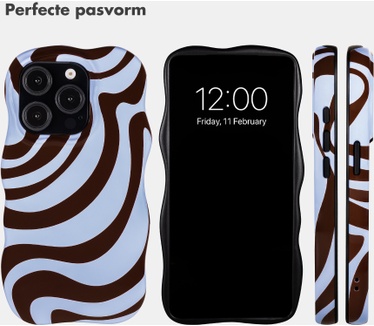 Selencia Vivid Wavy Backcover met MagSafe voor de Apple iPhone 15 Pro - Dream Swirl Chocolate
