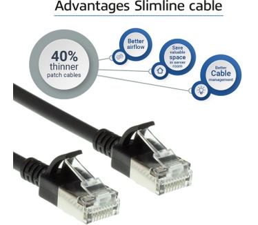 ACT DC7901 CAT6A U/FTP Slimline Patchkabel 1M Zwart