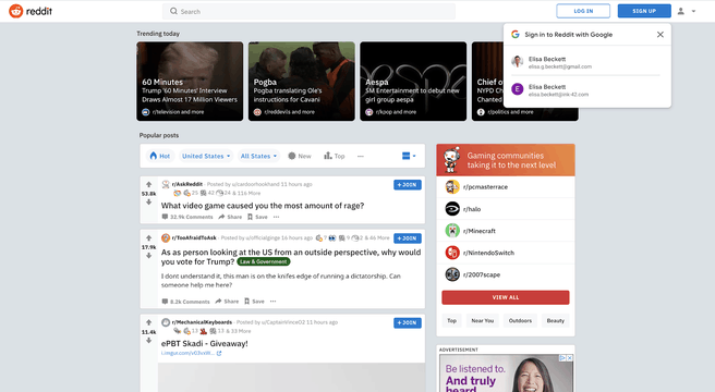 Google Reddit One Tap