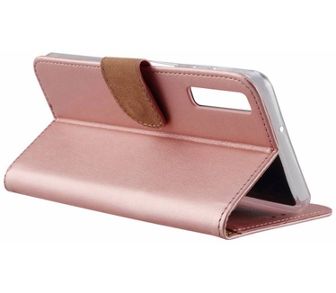 Luxe Lederen Bookcase hoesje voor de Samsung Galaxy A7 2018 - Metallic Roze