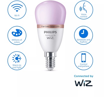 Philips Slimme LED RGB-lamp P45, E14-fitting, 470 lm