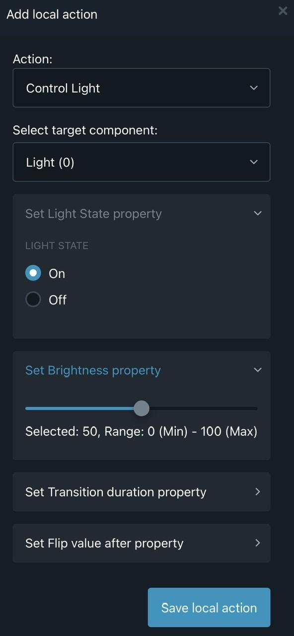 Shelly Pro Dimmer 2PM - Add local action