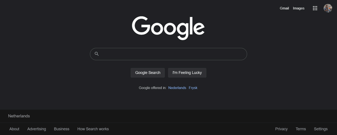 Google desktop dark mode
