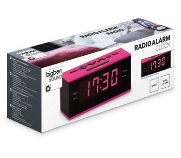Bigben Interactive Strakke wekkerradio met roze verlichting - zwart / roze