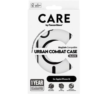 PanzerGlass CARE by PG UrbCom BLK MagS iPhone16 6.1 (Apple - iPhone 2024 6.1'') Transparant