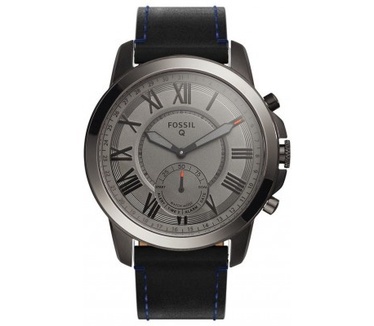 qMust Lederen armband voor Fossil Q Grant Hybrid - Black