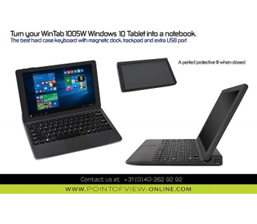Point of View Hardcase keyboard dock Suitable for TAB-P1005W models only Including trackpad and Extra USB port Special connection no extra power needed (KB-WIN-1005W)