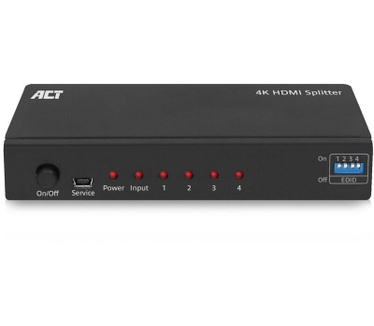 ACT 4K HDMI splitter, 1 in 4 out, EDID ondersteuning