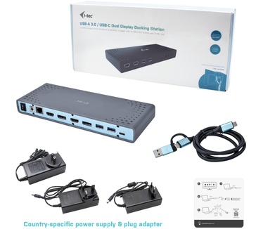i-tec USB 3.0 / USB-C / Thunderbolt 3 Dual Display Docking Station