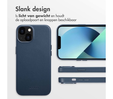 Accezz MagSafe Leather Backcover iPhone 13 - Donkerblauw
