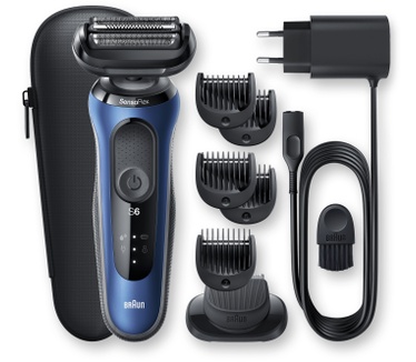 Braun Series 6 60-B1500s Elektrisch Scheerapparaat Met Baardtrimmer, Blauw