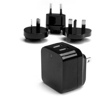 Startech.com 2-poorts USB-lader hoog vermogen (17 W / 3,4 A) reislader (internationaal) zwart