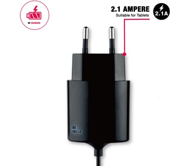 BeHello Travel Charger Lightning with Cable (1,2m) 2.1A Straight Black