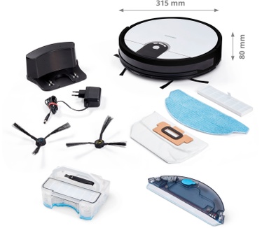 Medion Robotstofzuiger S20 SW MD20011 | App- en Alexa-besturing | Stofzuigen en dweilen | Intelligente navigatie | Cycloontechnologie | Groot stofreservoir | 100 min. looptijd