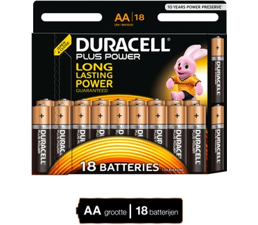 Duracell Plus Power alkaline AA-batterijen, verpakking van 18