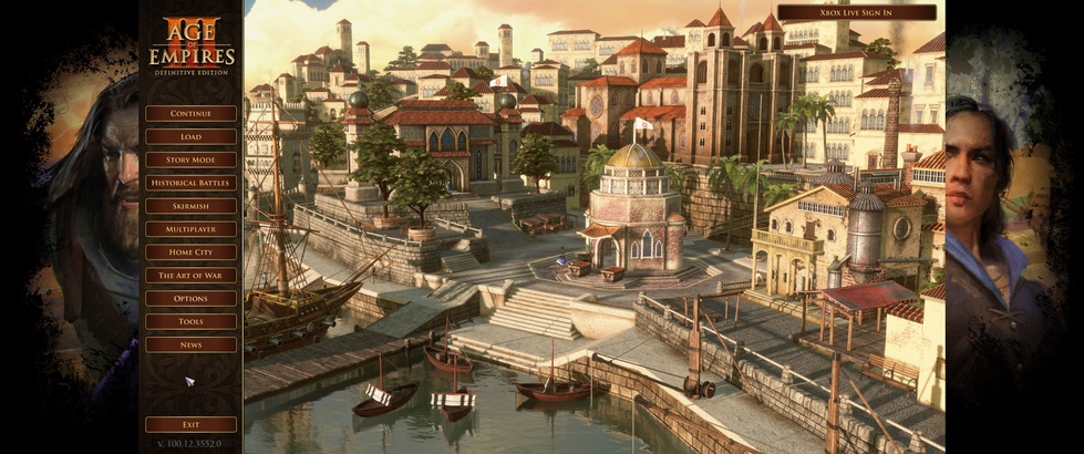 Het openingsscherm van Age of Empires III DE