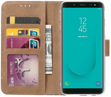 Flamingo print lederen Bookcase hoesje voor de Samsung Galaxy J6 Plus 2018 - Zwart (Samsung Galaxy J6 Plus 2018) Zwart