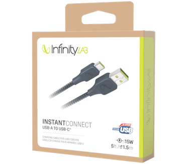InfinityLab InstantConnect USB-A to USB-C Zwart