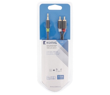 Konig 2 m, 3.5 mm male/2 x RCA male