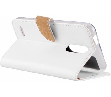 Luxe Lederen Bookcase hoesje voor de LG K10 2018 - Wit (LG K10 2018) Wit