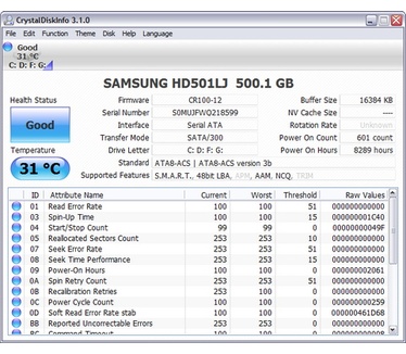 CrystalDiskInfo 3.1.0 screenshot (481 pix)