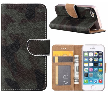 Leger Camouflage print lederen Bookcase hoesje voor de Apple iPhone 5S (Apple iPhone 5S)