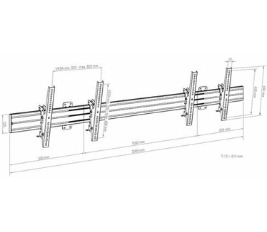 Hagor CPS MENUBOARD W2L 46 – 65“, Max. 50 Kg / Screen TV Standaard - Zwart