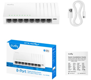 Cudy 8-Port Gigabit Switch with USB-C Power Input, GS108U 2.0