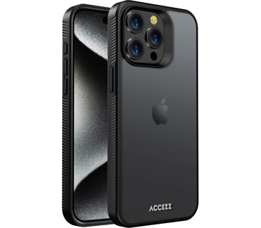 Accezz Rugged Frosted Backcover iPhone 15 Pro Max - Zwart