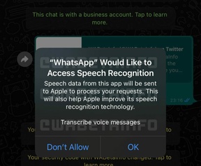 Pop-up transcribeerfunctie WhatsApp