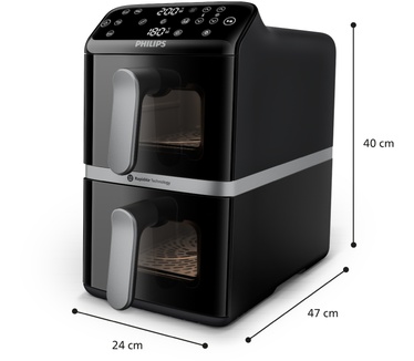 Philips Gestapelde Philips Airfryer met twee manden uit de 4000-serie