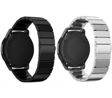 qMust 2 set Metalen armband chain Samsung Gear S3 Frontier / S3 Classic - Zwart en Zilver