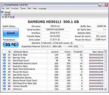 CrystalDiskInfo 3.0.0 RC1 screenshot (481 pix)